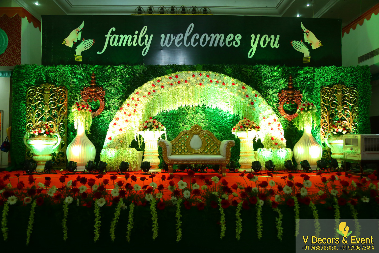 Sanvitha on Instagram Traditional South Indian Mandapam Decor  detailing Decor   Wedding stage decorations Wedding stage design  Wedding backdrop design